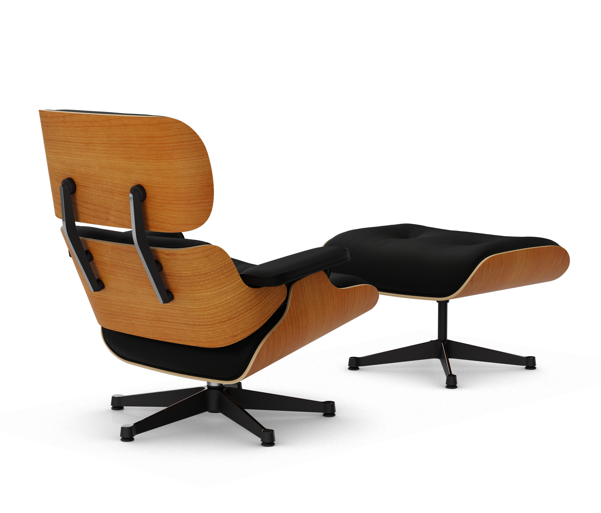 Eames Lounge Chair & Ottoman Sessel VORZUGSKOMBINATION Leder Premium Vitra Kirschbaum natur