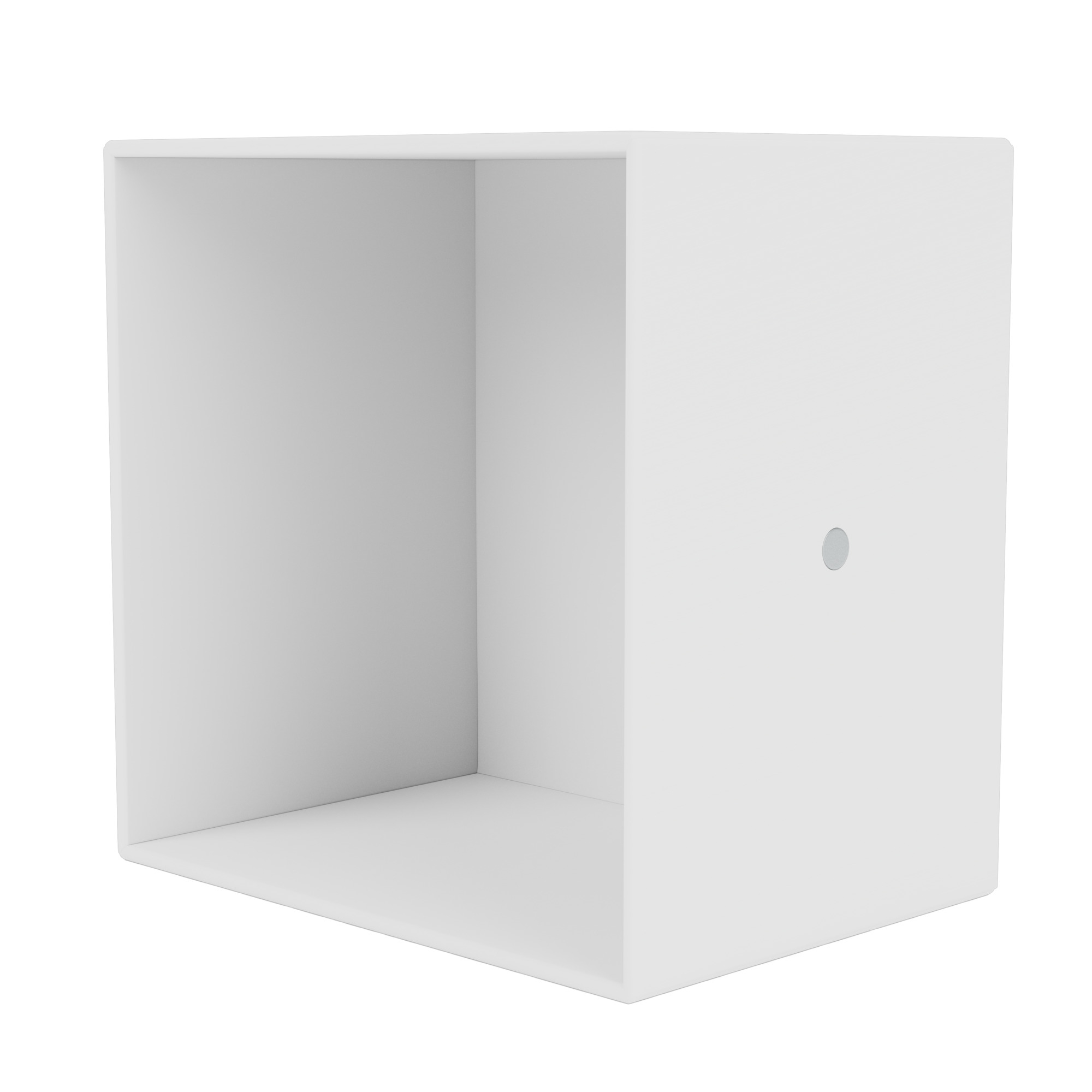 Weißes, offenes Montana Mini Modul zur Wandmontage oder als Regal.