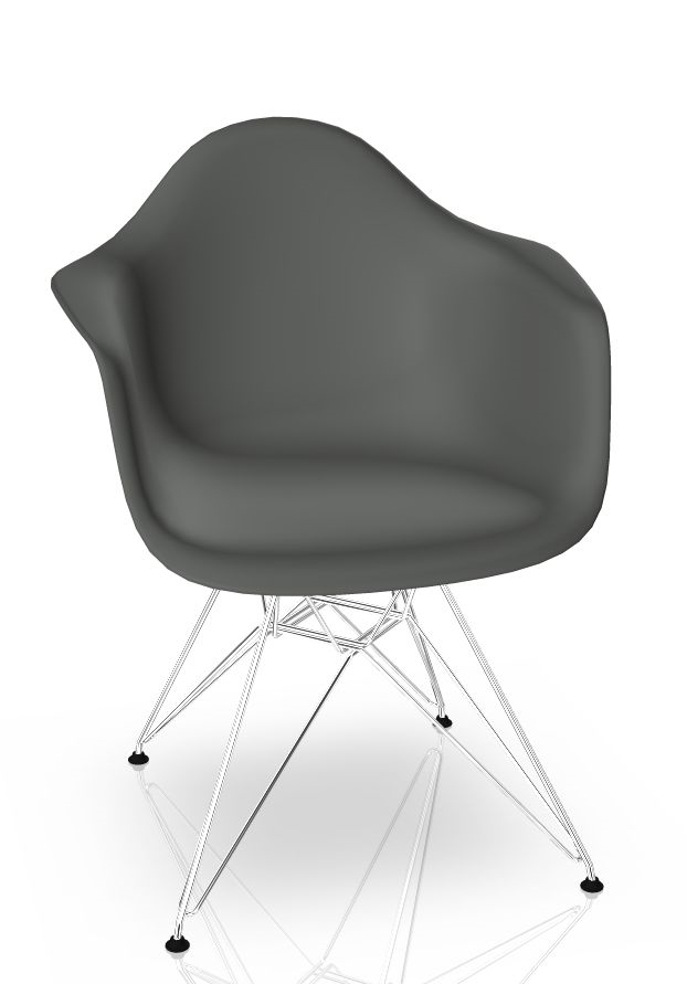 Eames Plastic Arm Chair DAR Stuhl Vitra Verchromt - Granitgrau
