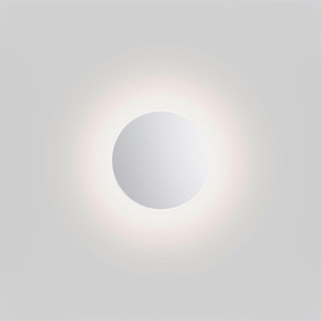 Runde Lid LED-Wandleuchte von Serien Lighting, Aluminium silber eloxiert, indirekte Beleuchtung.
