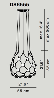 D86 Mesh Deckenleuchte Ø55cm - Kabellänge 1m Luceplan