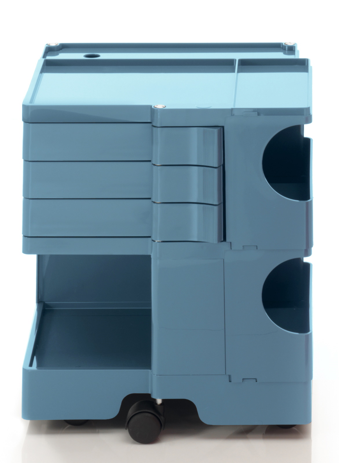 Boby Rollcontainer in Blau: Vielseitiger, mobiler Rollwagen mit Schubladen und Ablagefächern.
