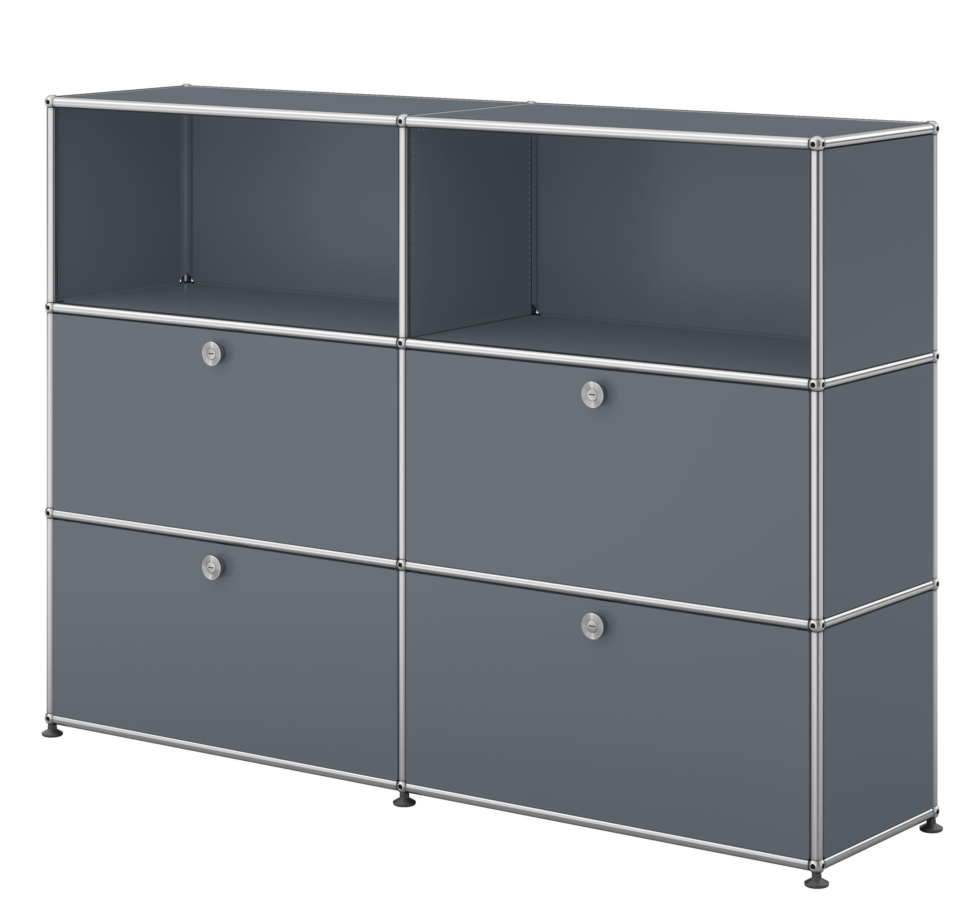 USM Haller Highboard 4 Klappen / 2 Offen Mittelgrau