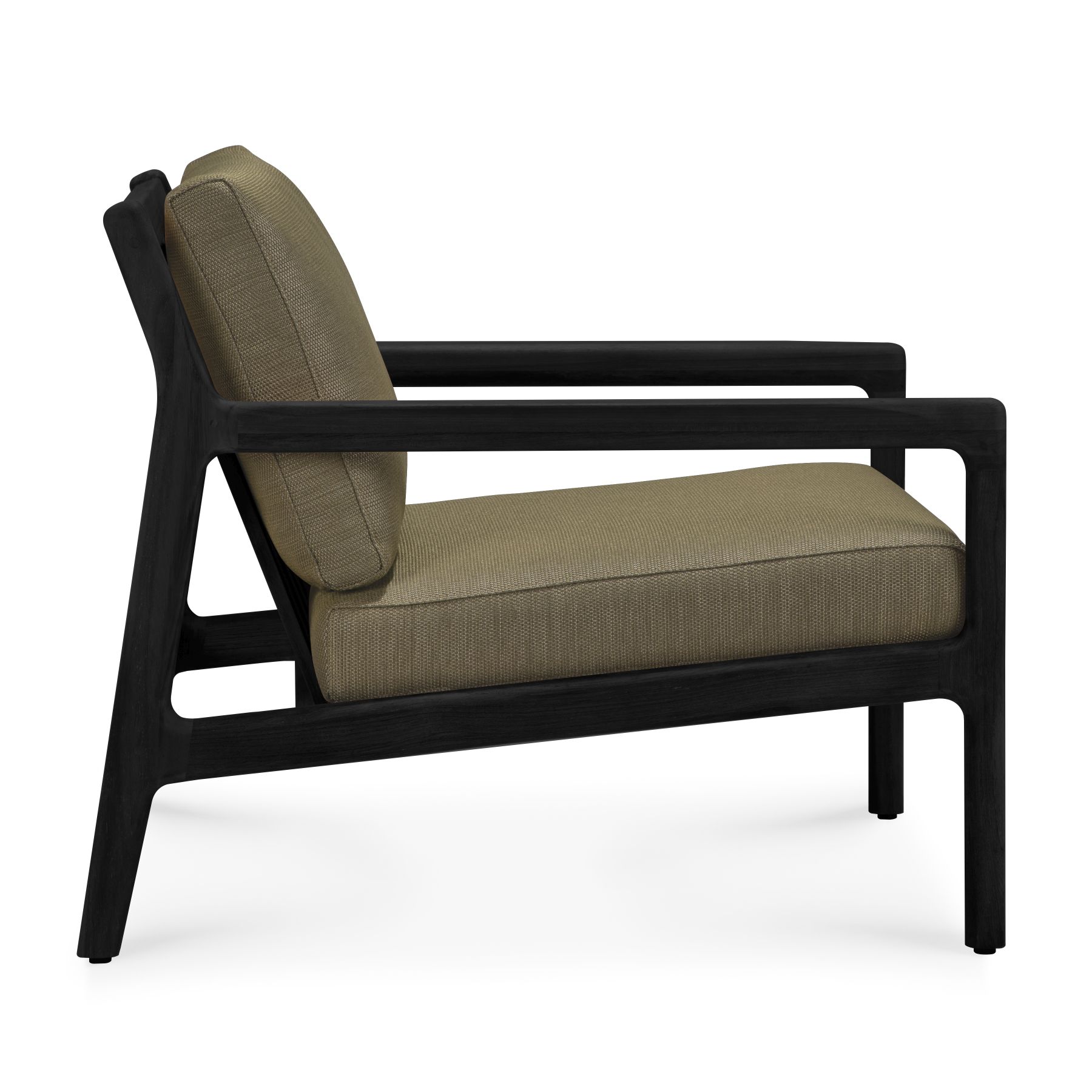 Jack Outdoor Loungesessel Teak Schwarz lackiert grüner Stoff Ethnicraft