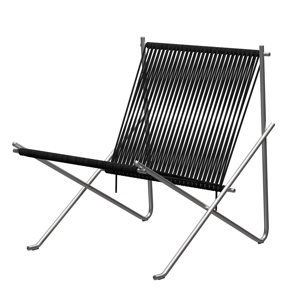 PK4 Lounge Chair Edelstahl - Schwarz Fritz Hansen