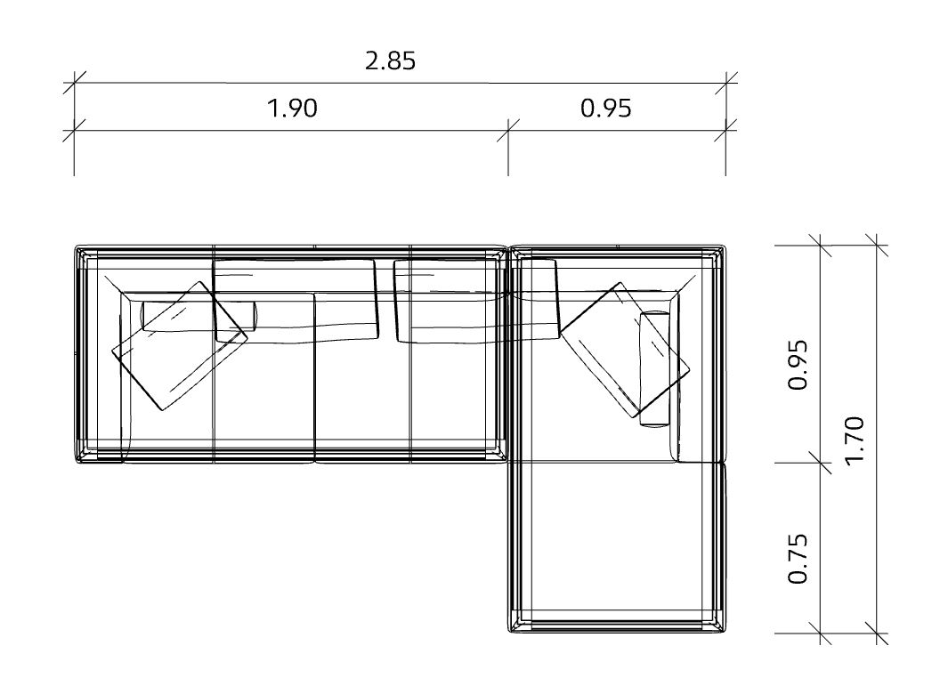 Jaan Living 3 Sitzer Sofa mit 2 Rückenkissen, 2 Komfortkissen & 2 Komfortrollen Kombi A21 Walter Knoll 