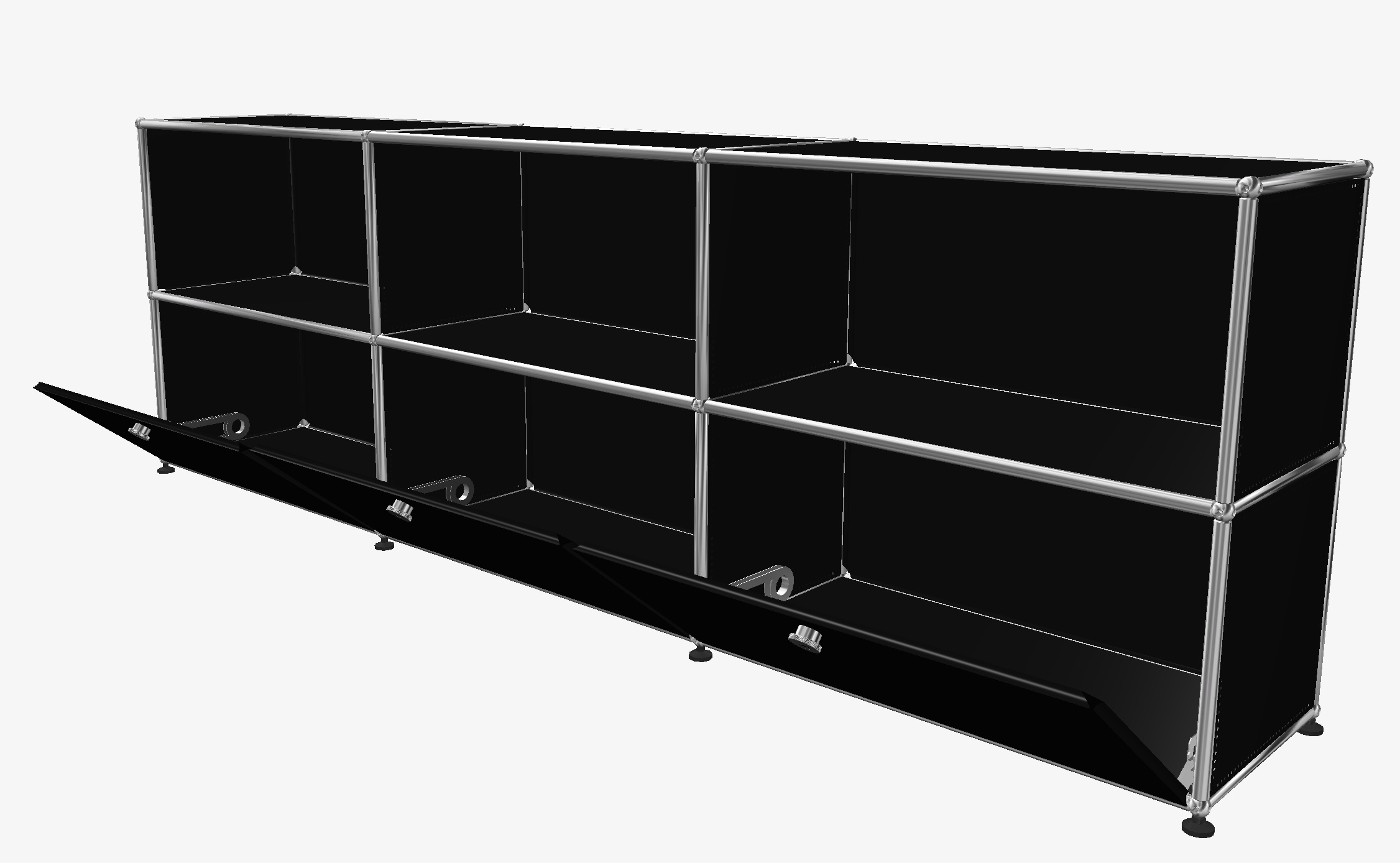 USM Haller Sideboard 3 Offen / 3 Klappen Graphitschwarz - FAST DELIVERY