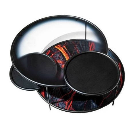 Sangaku Couchtisch von Driade, schwarz mit Krakatoa-Muster, moderner Design-Tisch für Wohnzimmer.