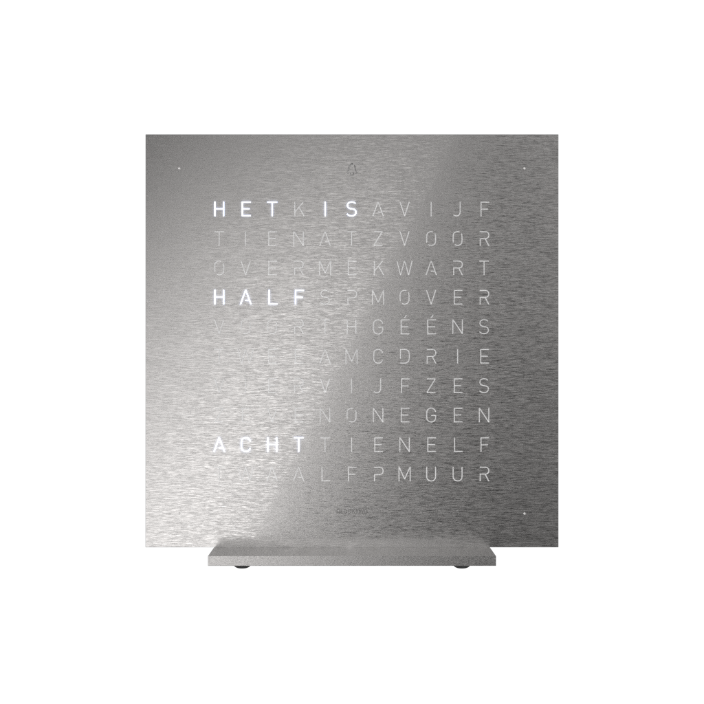 Earth 13.5 Steel Series Tischuhr / Zeitobjekt Niederländisch QLOCKTWO