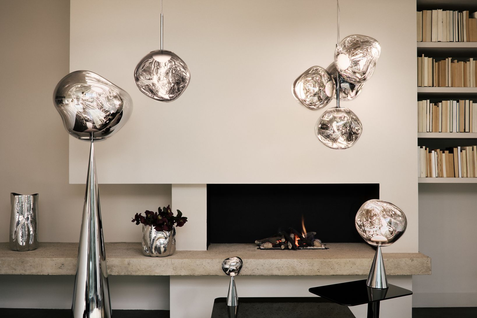 Melt Cone Fat Tischleuchte silber - opal Tom Dixon