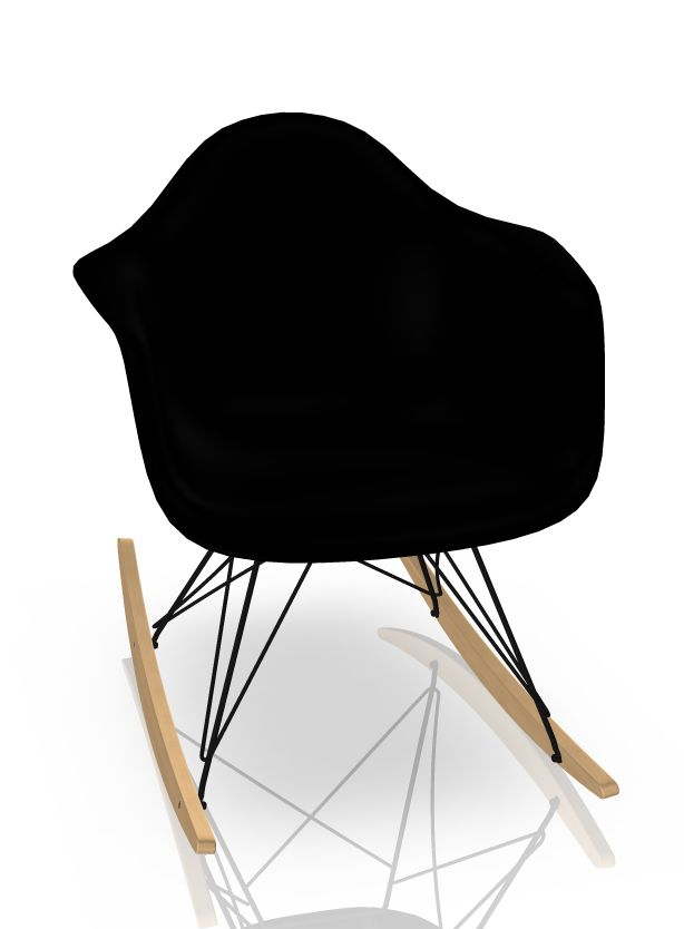 Eames Plastic Arm Rocking Chair RAR Schaukelstuhl Vitra Ahorn gelblich - Schwarz - Tiefschwarz