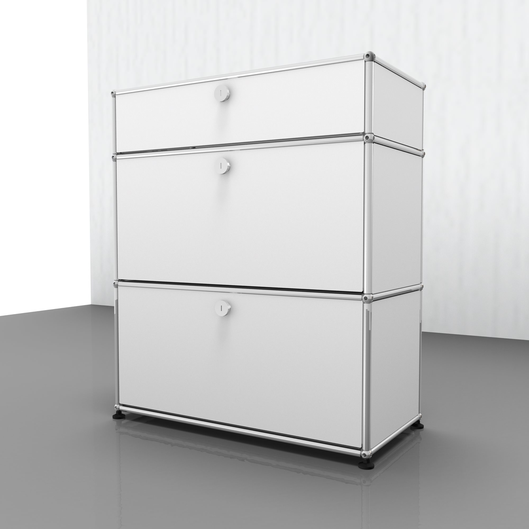 USM Haller Highboard mit 2 Klappen – QUICK SHIP - rubinrot