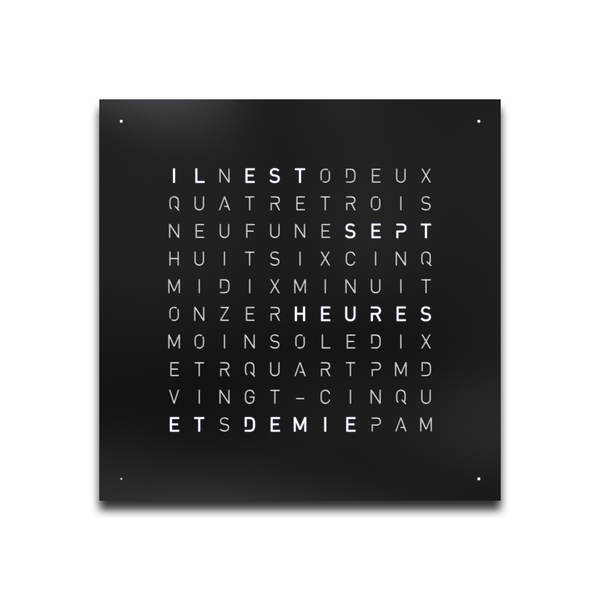 Frontcover für Earth 45 Wanduhr / Zeitobjekt Französisch QLOCKTWO