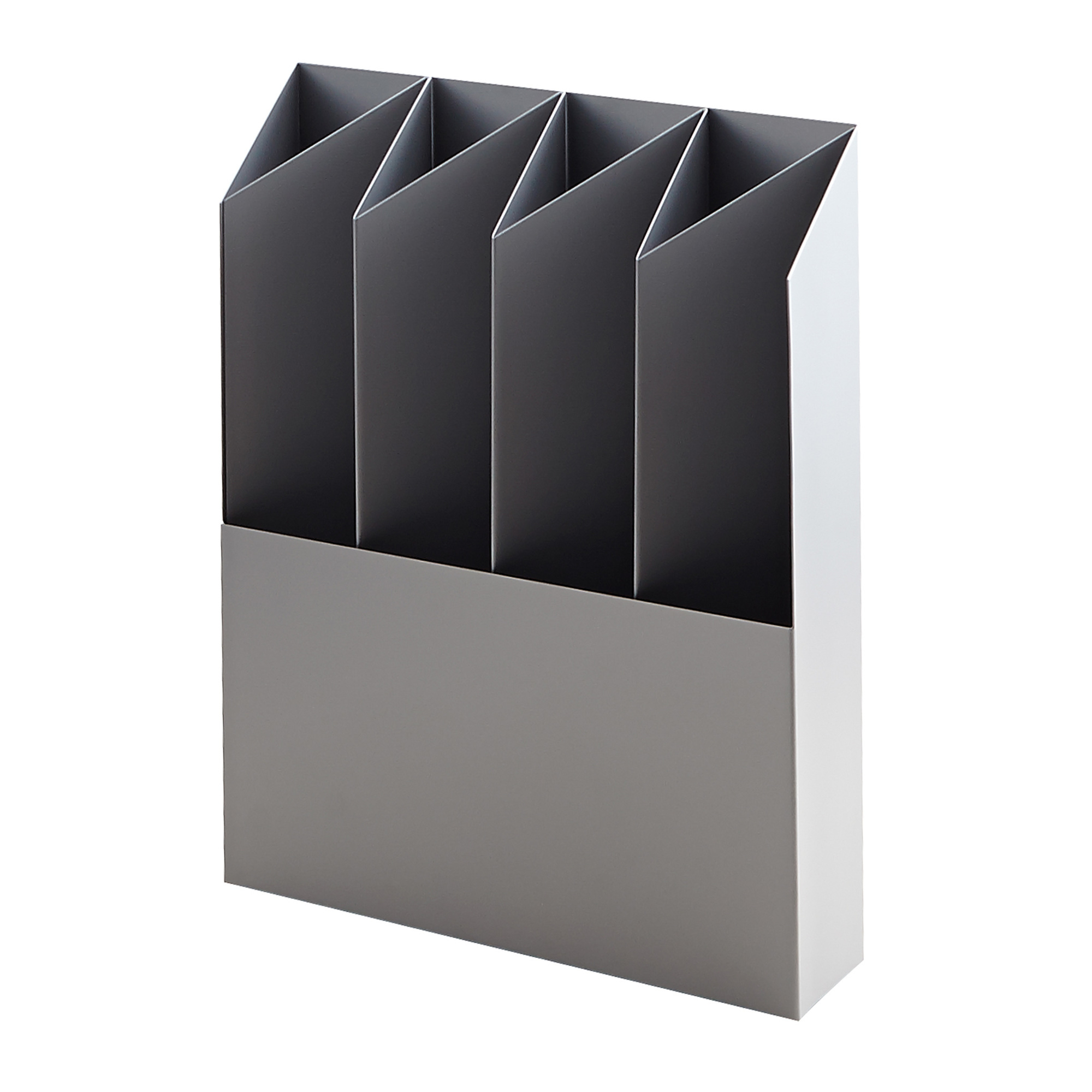 Grauer Kant Schirmständer Mox mit vier Fächern für Regenschirme und Spazierstöcke.