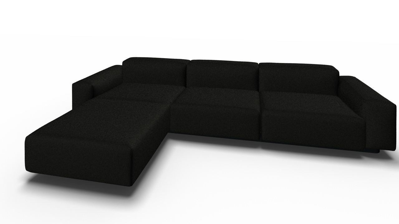 Soft Modular Sofa 3-Sitzer mit Chaise Longue Laser schwarz Vitra