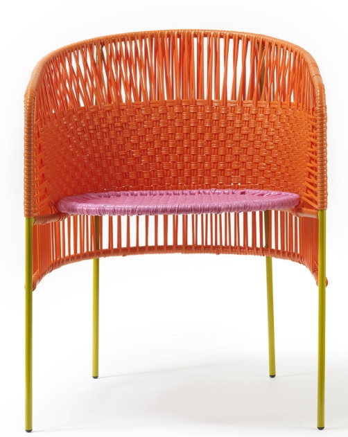 Caribe Dining Chair Stuhl Outdoor ames Orange / Kaugummirosa / Currygelb