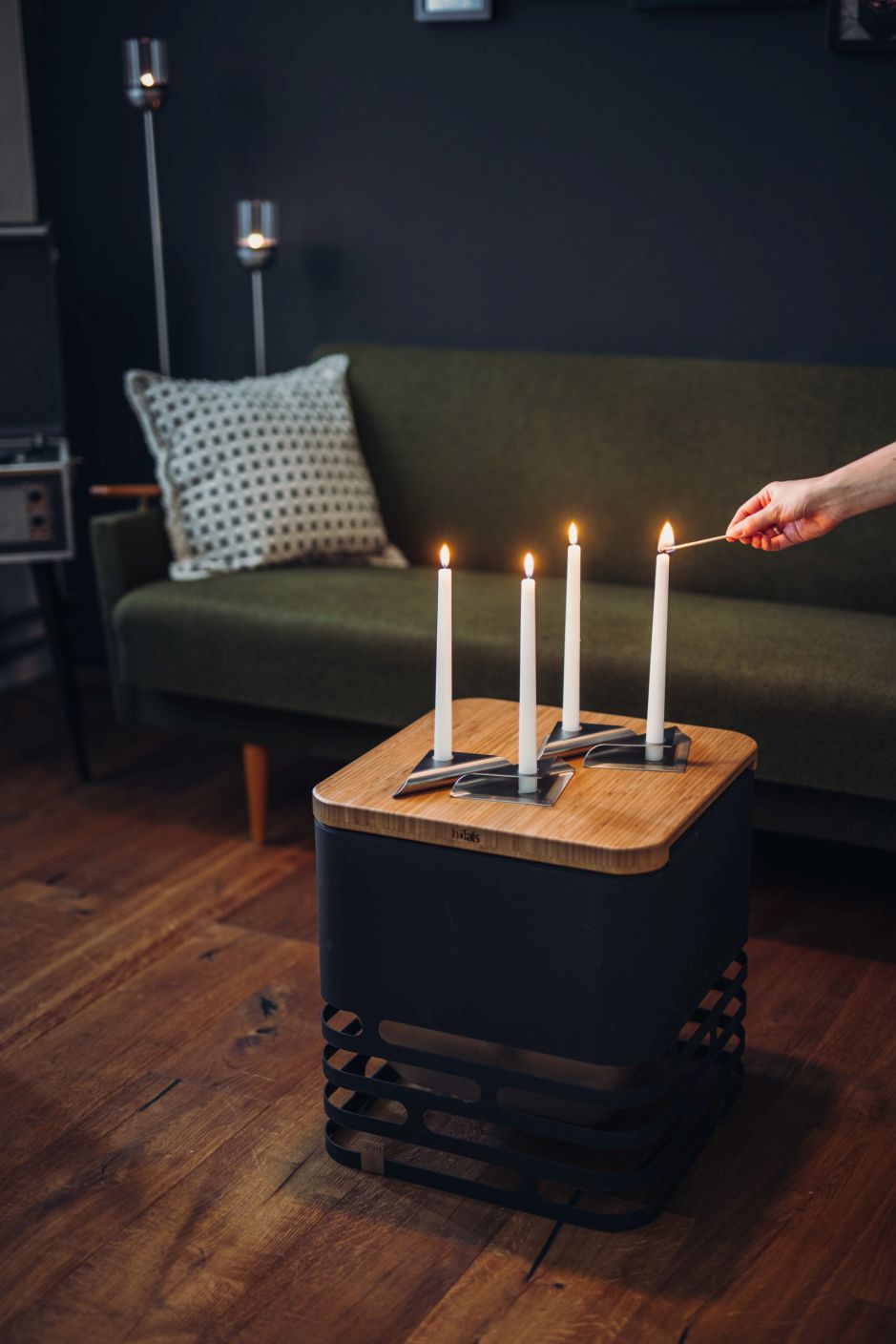 Square Candle Kerzenständer 4er Set silber Höfats EINZELSTÜCK