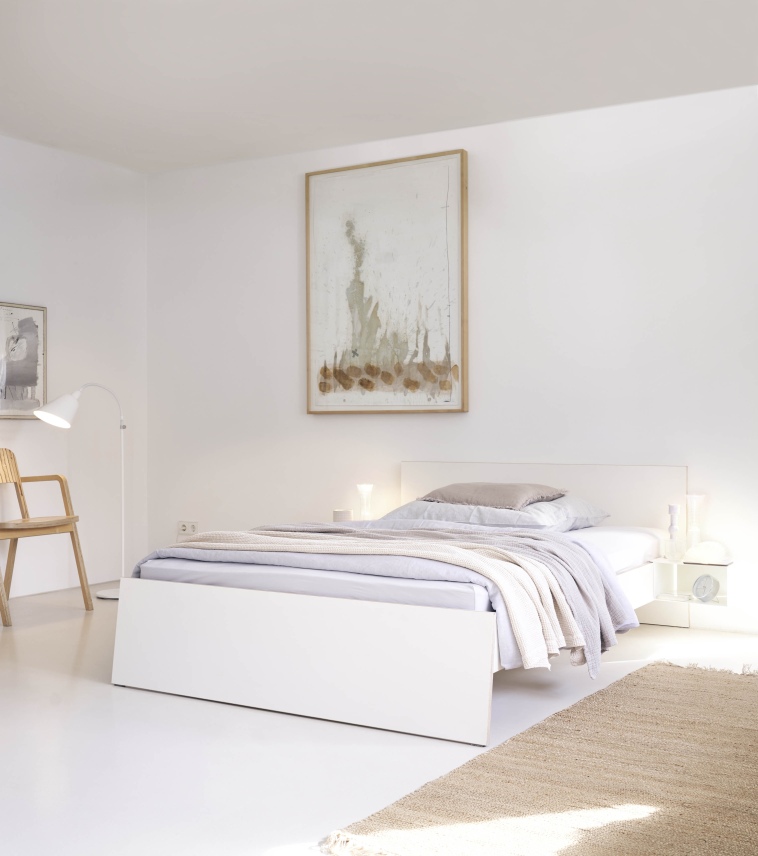 Stockholm Bett Birke Multiplex mit hohem Kopfteil Richard Lampert 