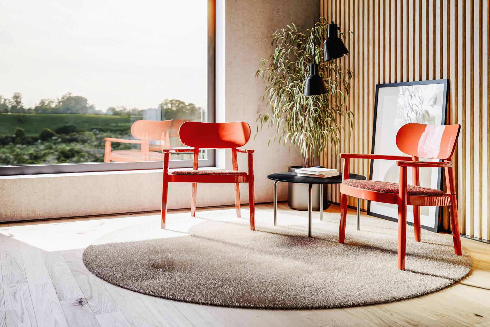 Holzsesessel mit Armlehnen 119 F Hochglanz Thonet