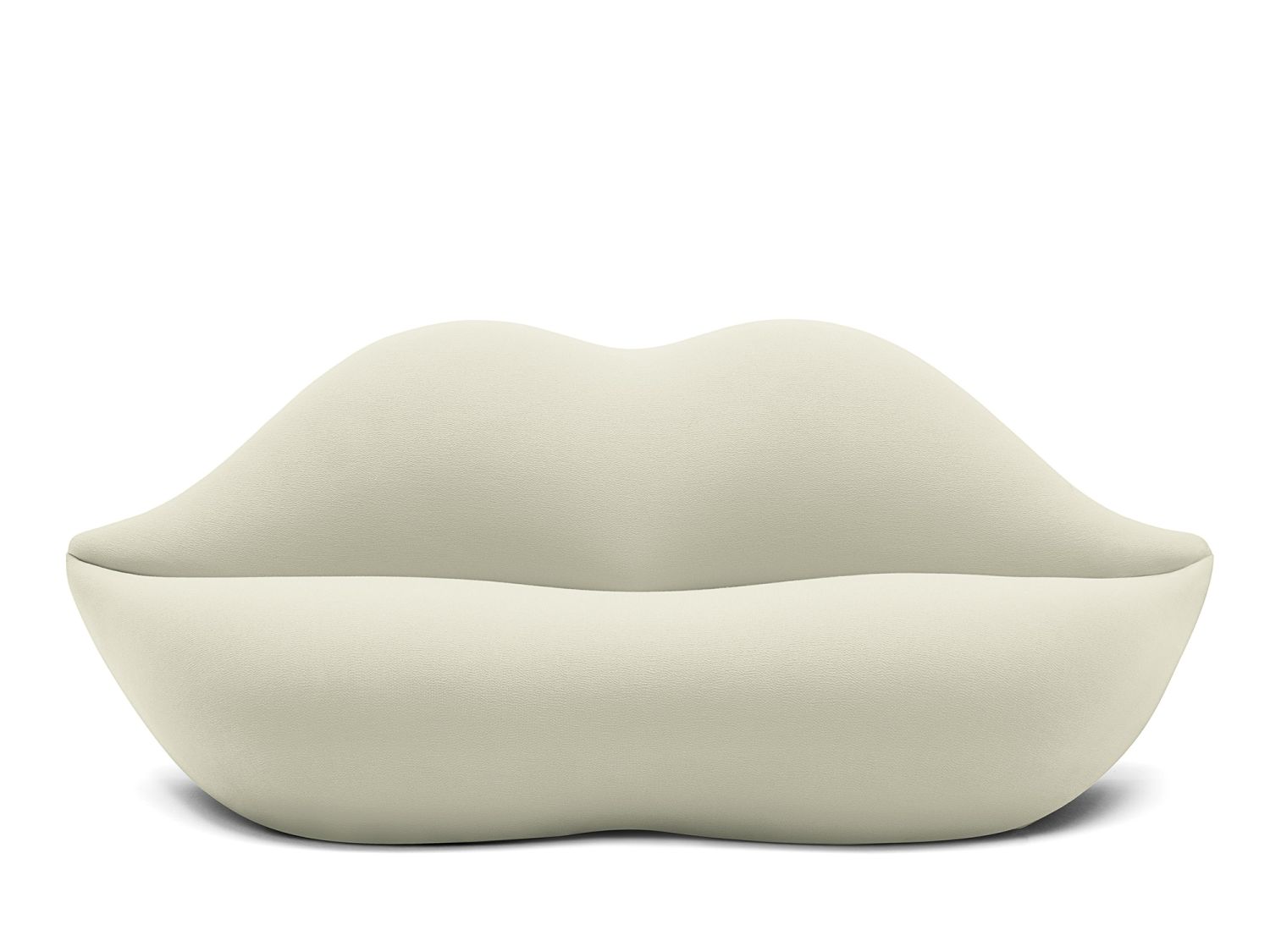 Elfenbeinfarbenes Bocca Sofa in Lippenform von Gufram. Design Sofa für Wohnzimmer und Lounge.