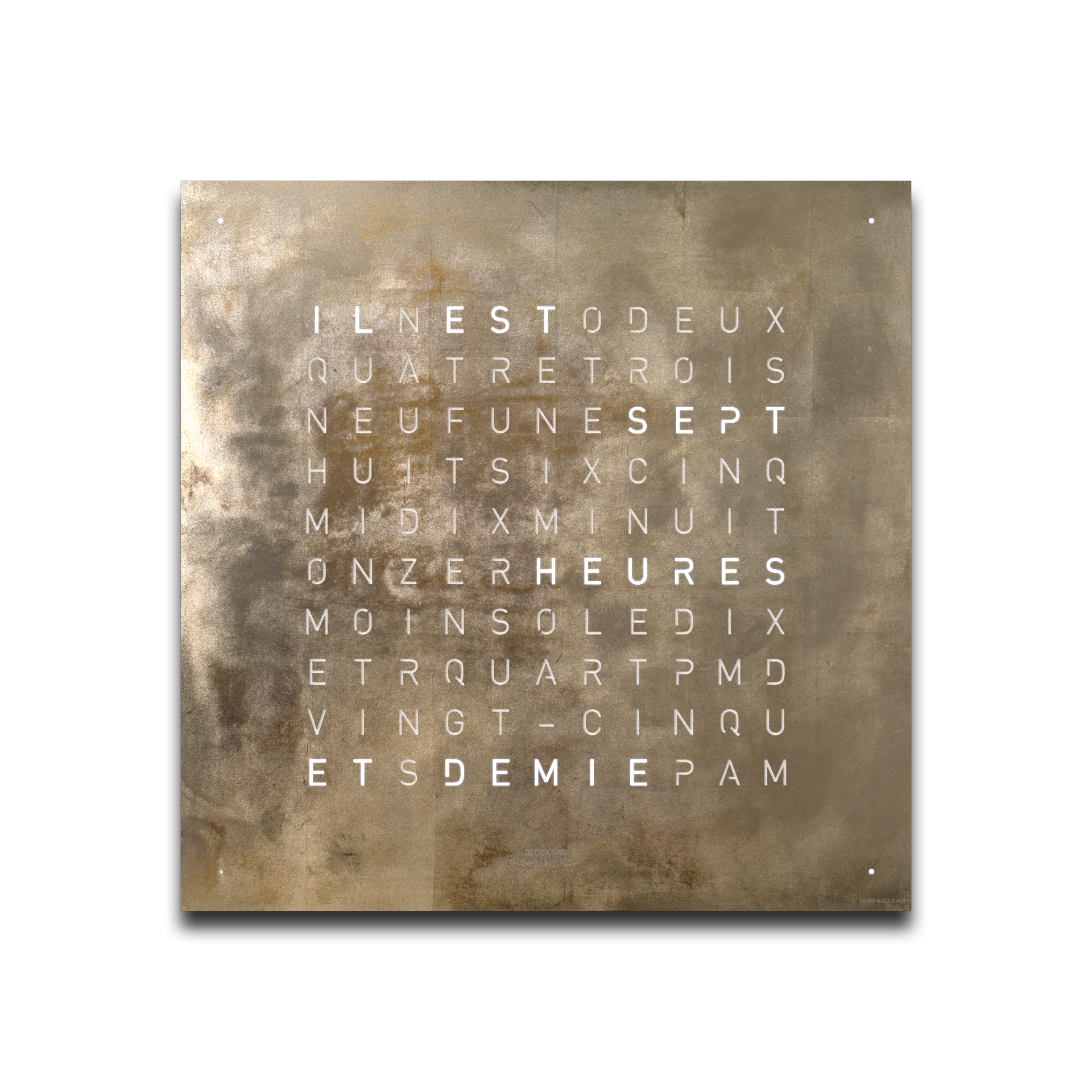 Frontcover für Earth 45 Wanduhr / Zeitobjekt Französisch QLOCKTWO