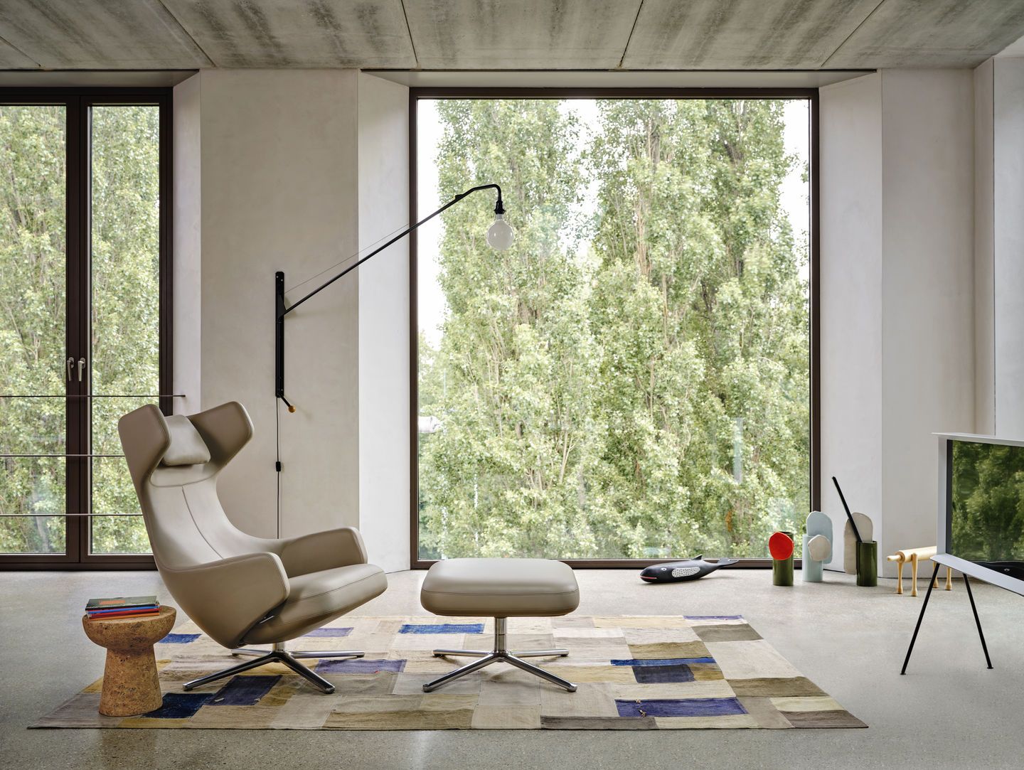 Grand Repos Sessel & Ottoman Vorzugskombination Vitra Cosy Kieselstein 40 cm