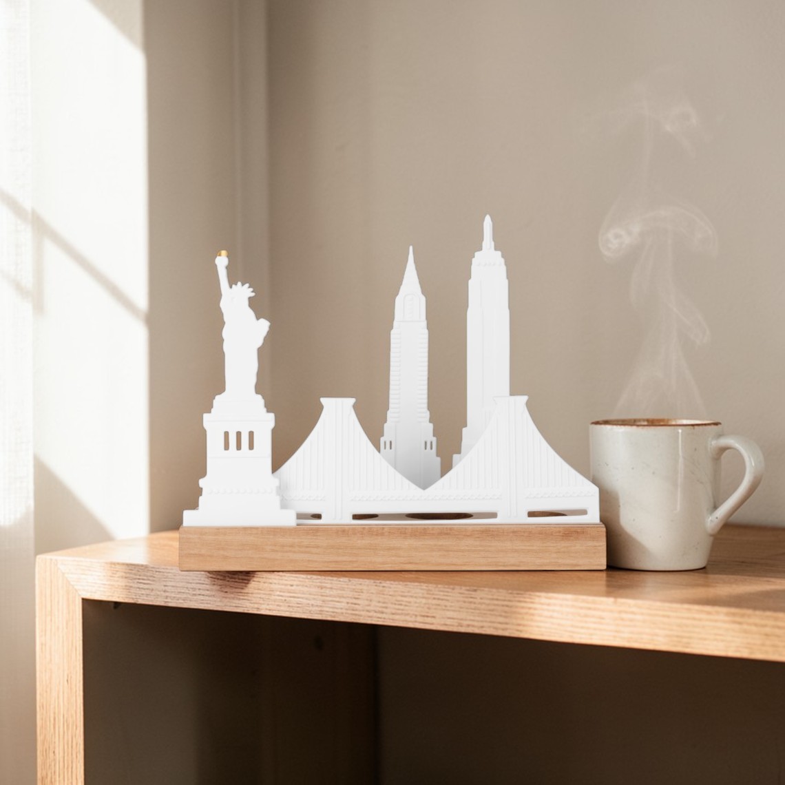 Lichtobjekt Stadtsilhouette New York Räder