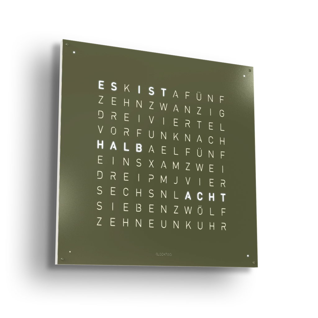 Earth 90 Steel Series Wanduhr / Zeitobjekt Deutsch QLOCKTWO