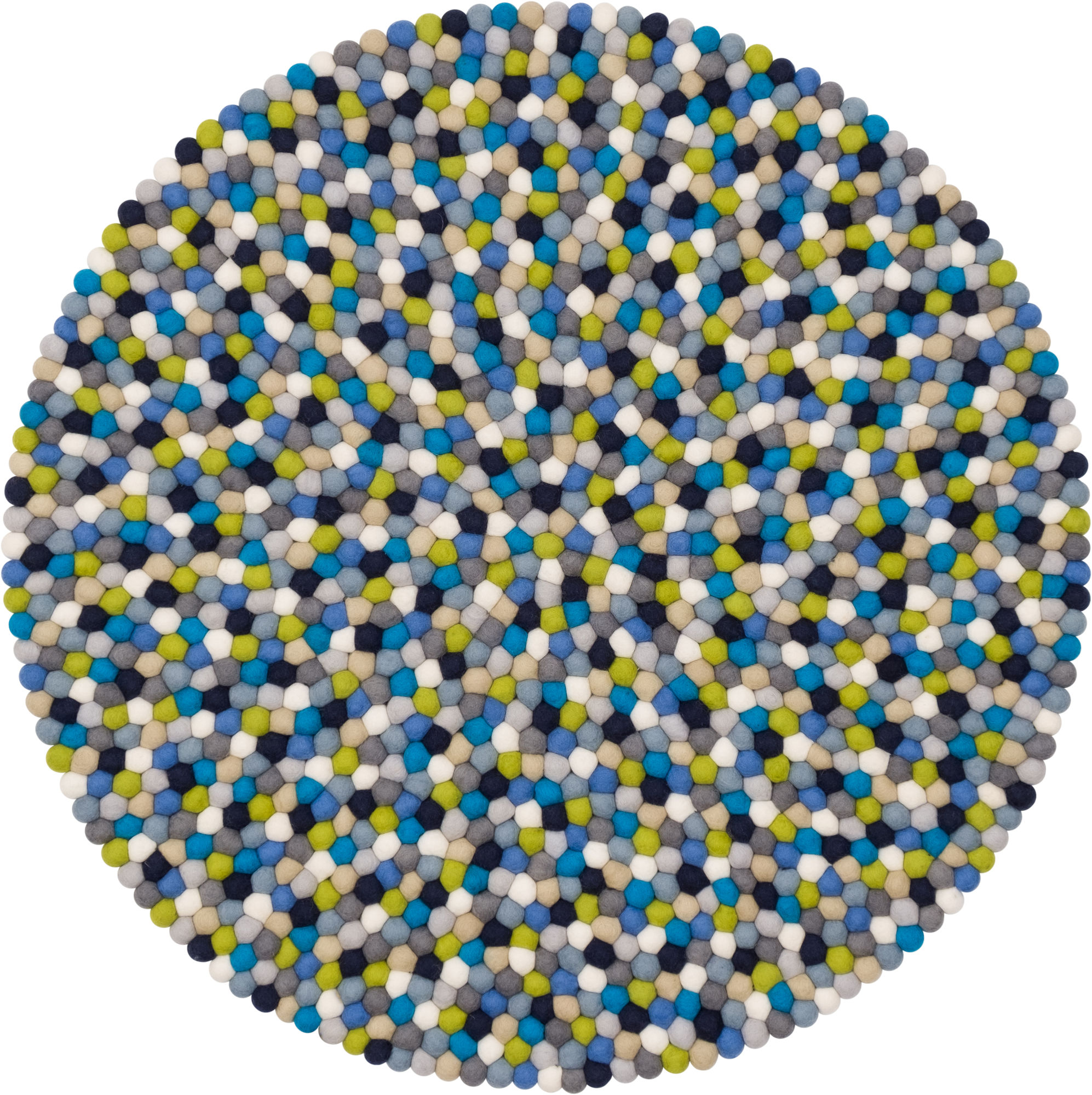 Runder Filzkugel Teppich "myfelt Fritz" 140 cm, mehrfarbig aus Wollfilz, handgefertigt.