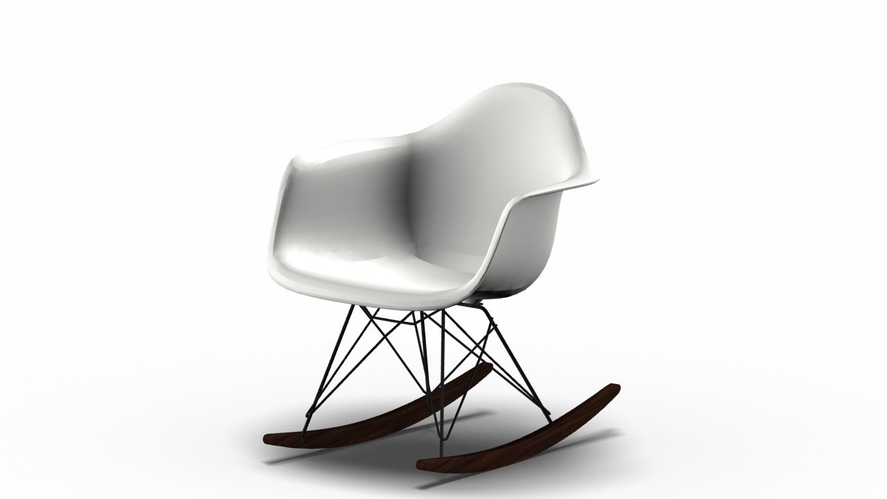 Vitra Eames Plastic Arm Rocking Chair RAR Schaukelstuhl Ahorn dunkel-Schwarz-Weiss