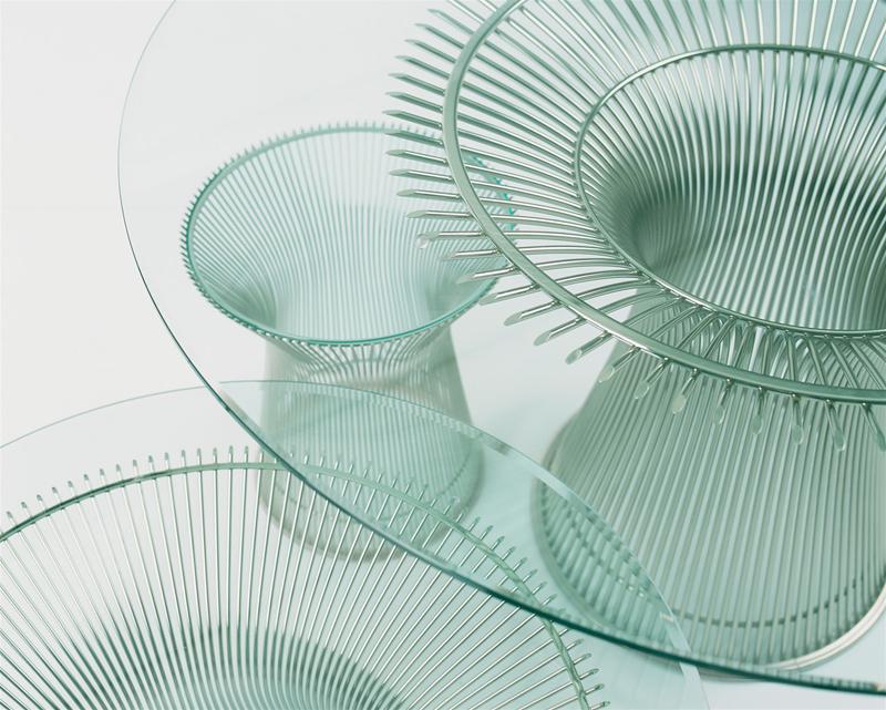 Platner Beistelltisch Kristallglas / Nickel poliert Knoll International - QUICK SHIP 