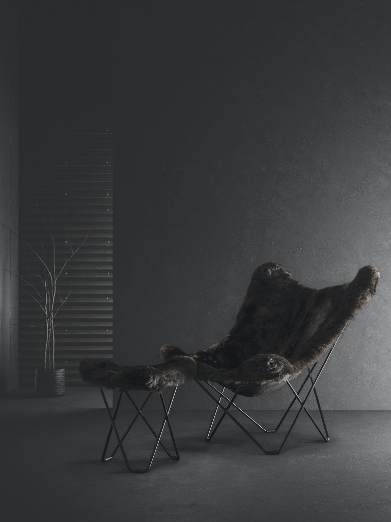 Iceland Mariposa Butterfly Chair Sessel Schaffell Cuero   