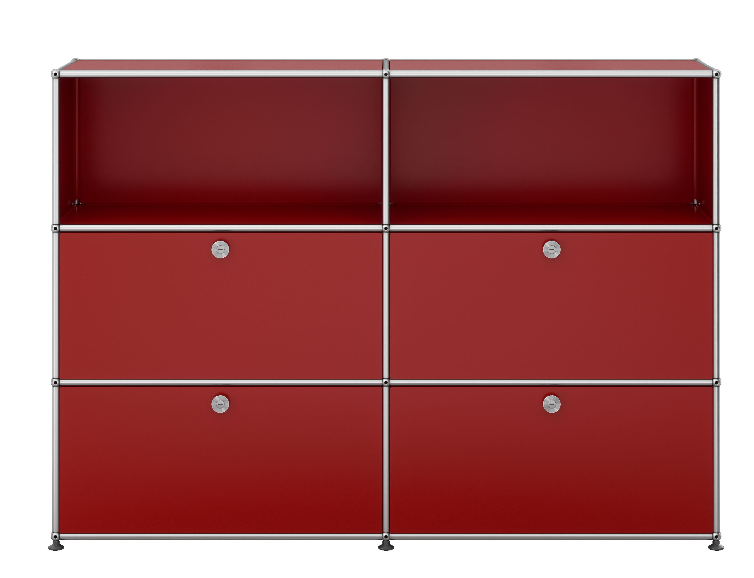 USM Haller Highboard 2 Offen / 2 Klappen / 2 Schubladen Rubinrot