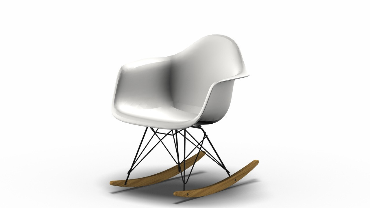 Eames Plastic Arm Rocking Chair RAR Schaukelstuhl Vitra Ahorn gelblich - Schwarz - Weiss