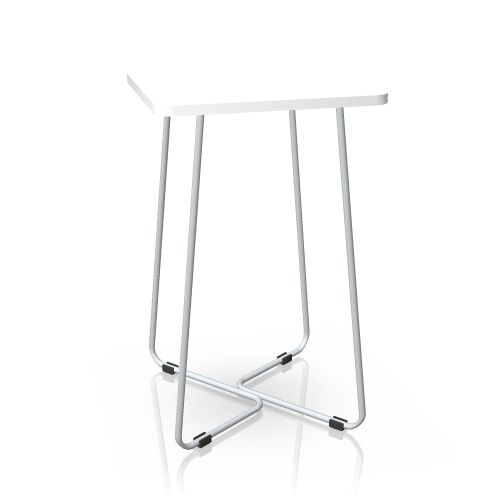Weißer B-Free Schemel-Tisch von Steelcase mit minimalistischem Design und Stahlgestell für moderne Büros.
