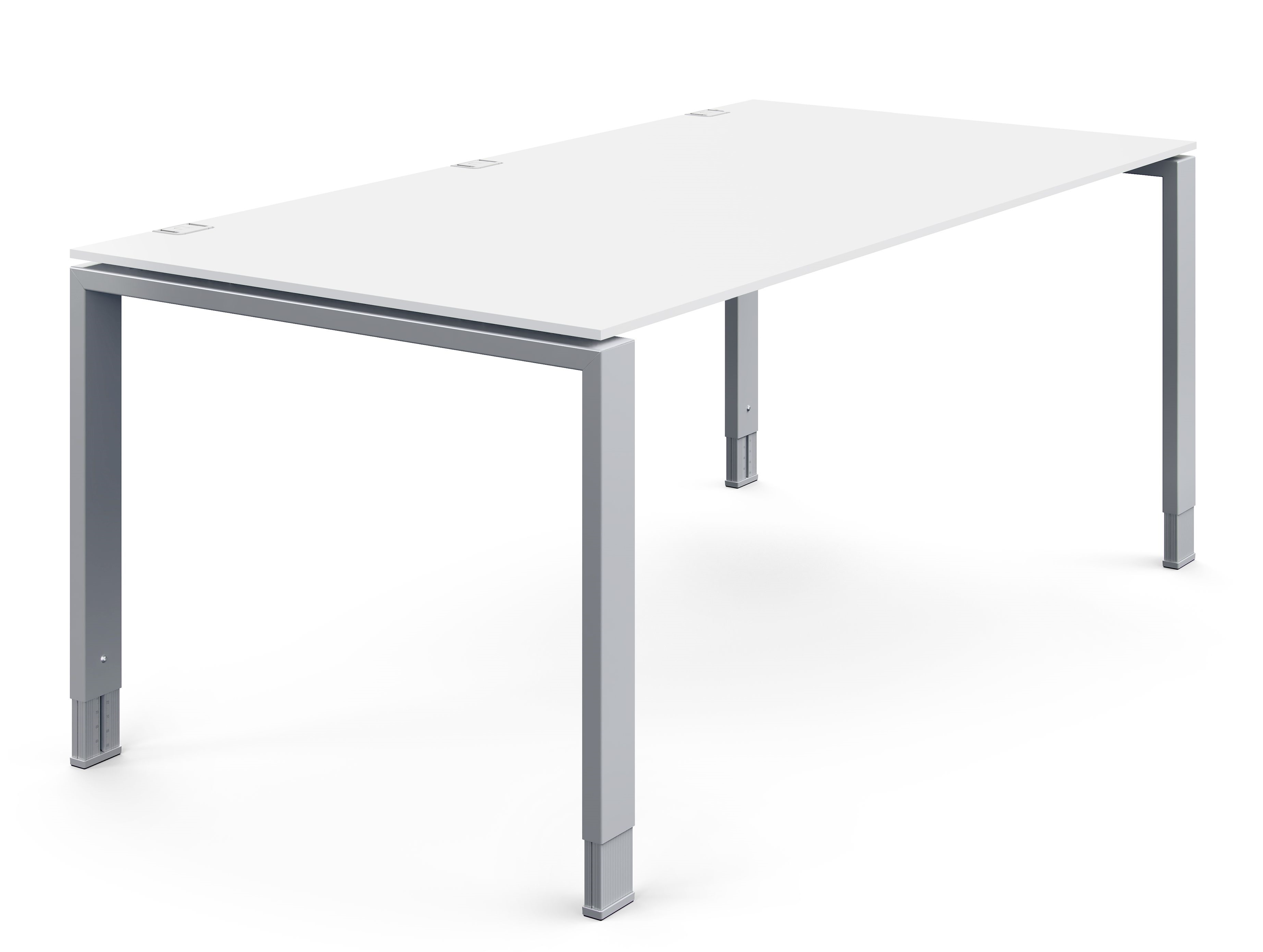 DOIT4 Schreibtisch von König+Neurath, höhenverstellbar, weiße Tischplatte, graues Gestell, ergonomischer Arbeitsplatz.