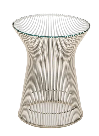 Platner Beistelltisch Kristallglas / Nickel poliert Knoll International - QUICK SHIP 