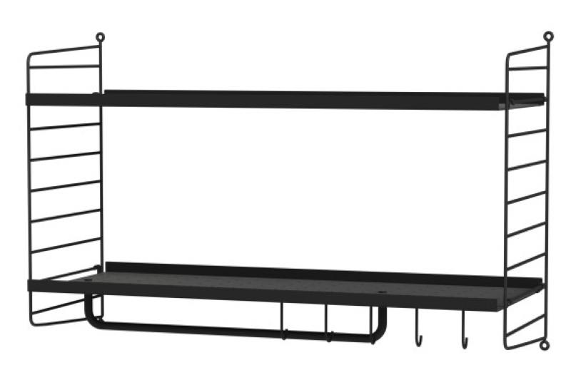 String Flur Wand Regalsystem D String Furniture Schwarz - Schwarz