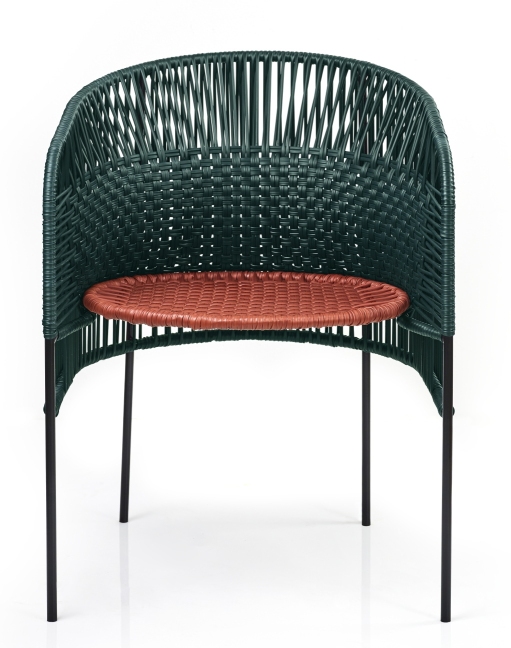 Caribe Chic Dining Chair Stuhl Outdoor ames Moosgrün / Kupfer / Schwarz