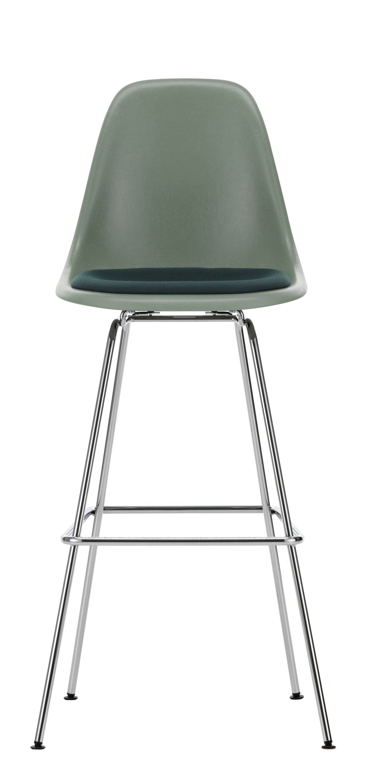 Eames Fiberglass Bar Stool High Barhocker mit Sitzpolster Vitra