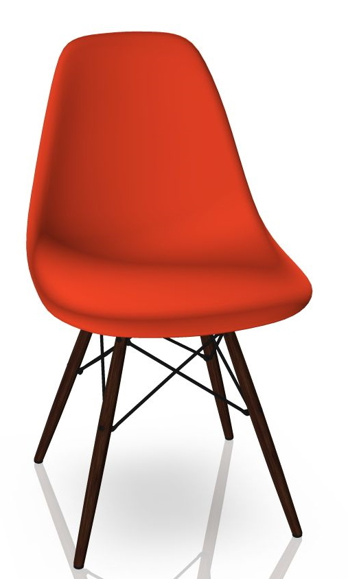 Eames Plastic Side Chair DSW Stuhl Vitra Ahorn dunkel-Poppy red