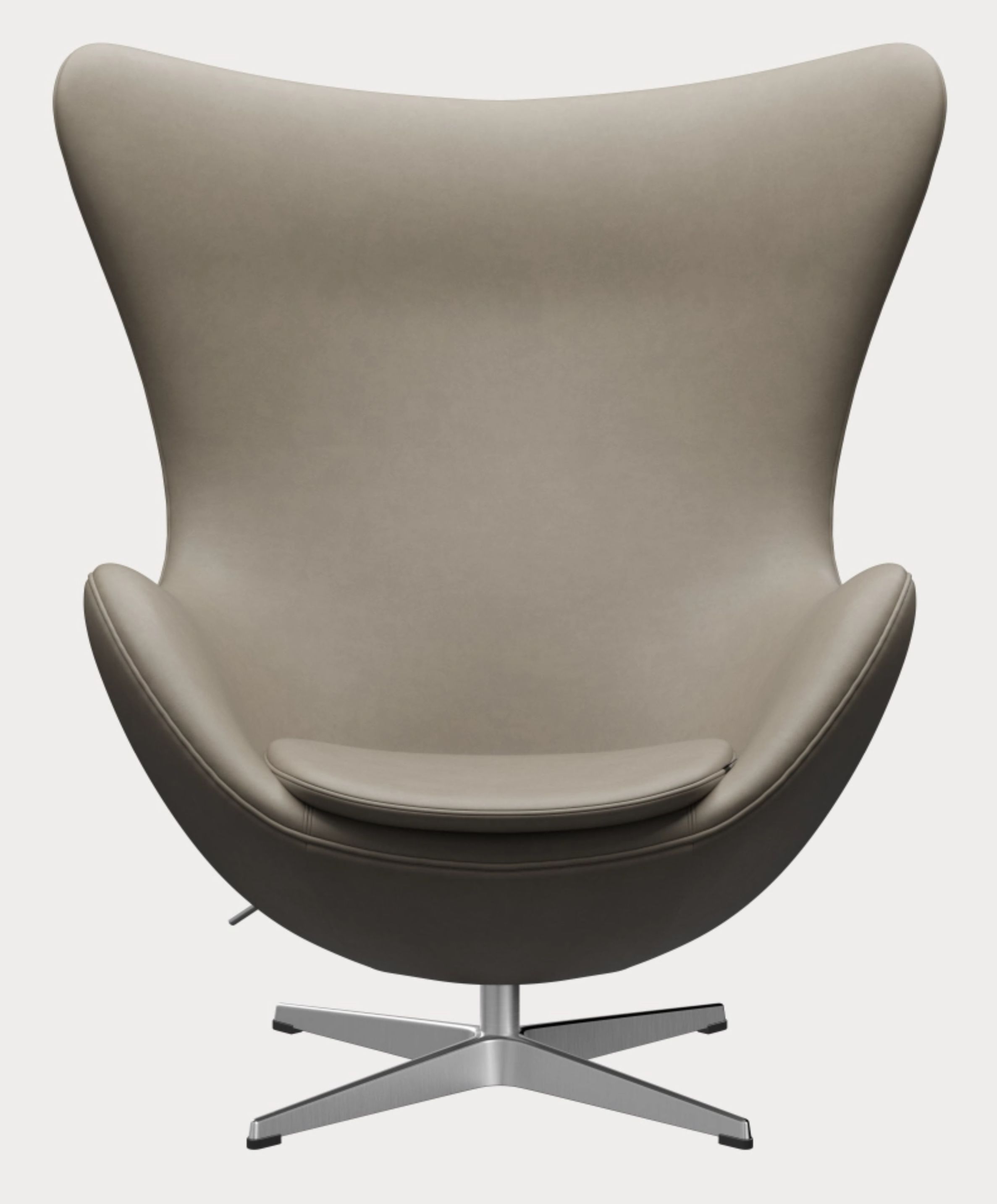 Egg Chair mit Hocker Aktionsmodell Essential Leder Hellgrau Fritz Hansen