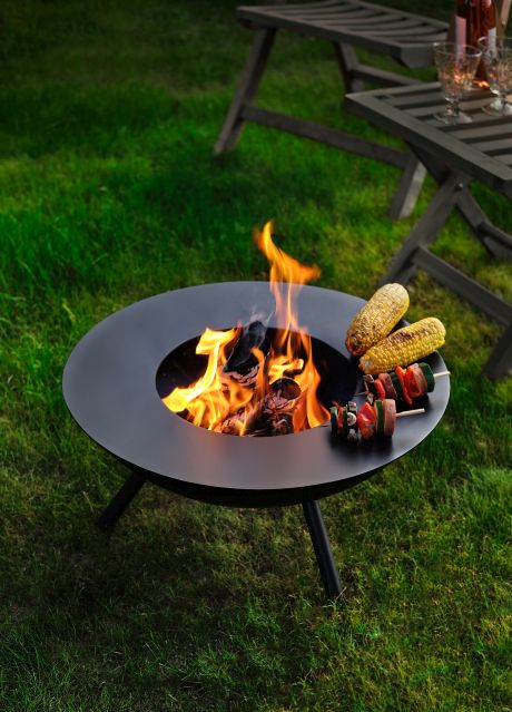 Flames Komplettset Feuerschale L, Grillplatte und Zange Philippi