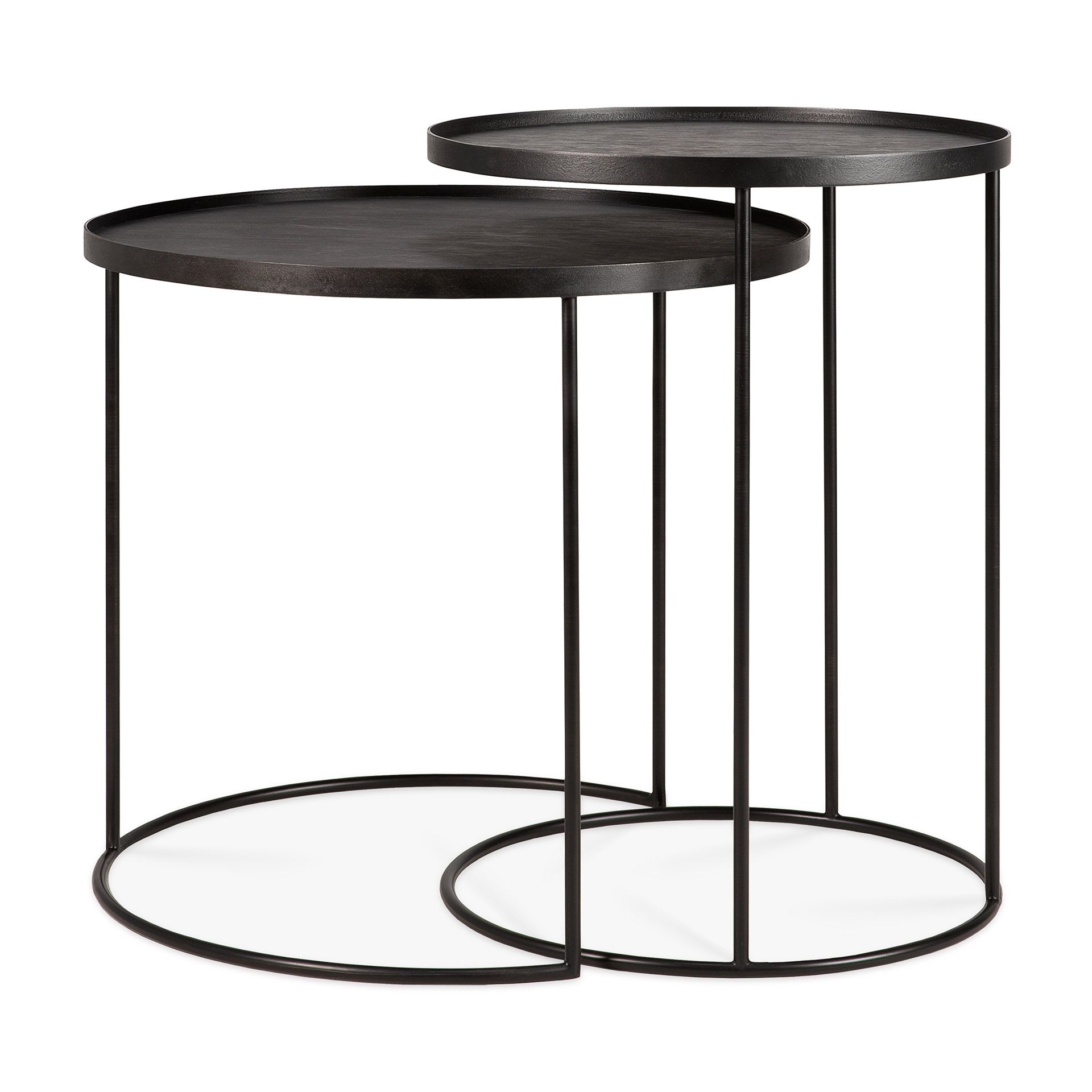 Beistelltisch 2-er Set Schwarz Rund S/L Ethnicraft