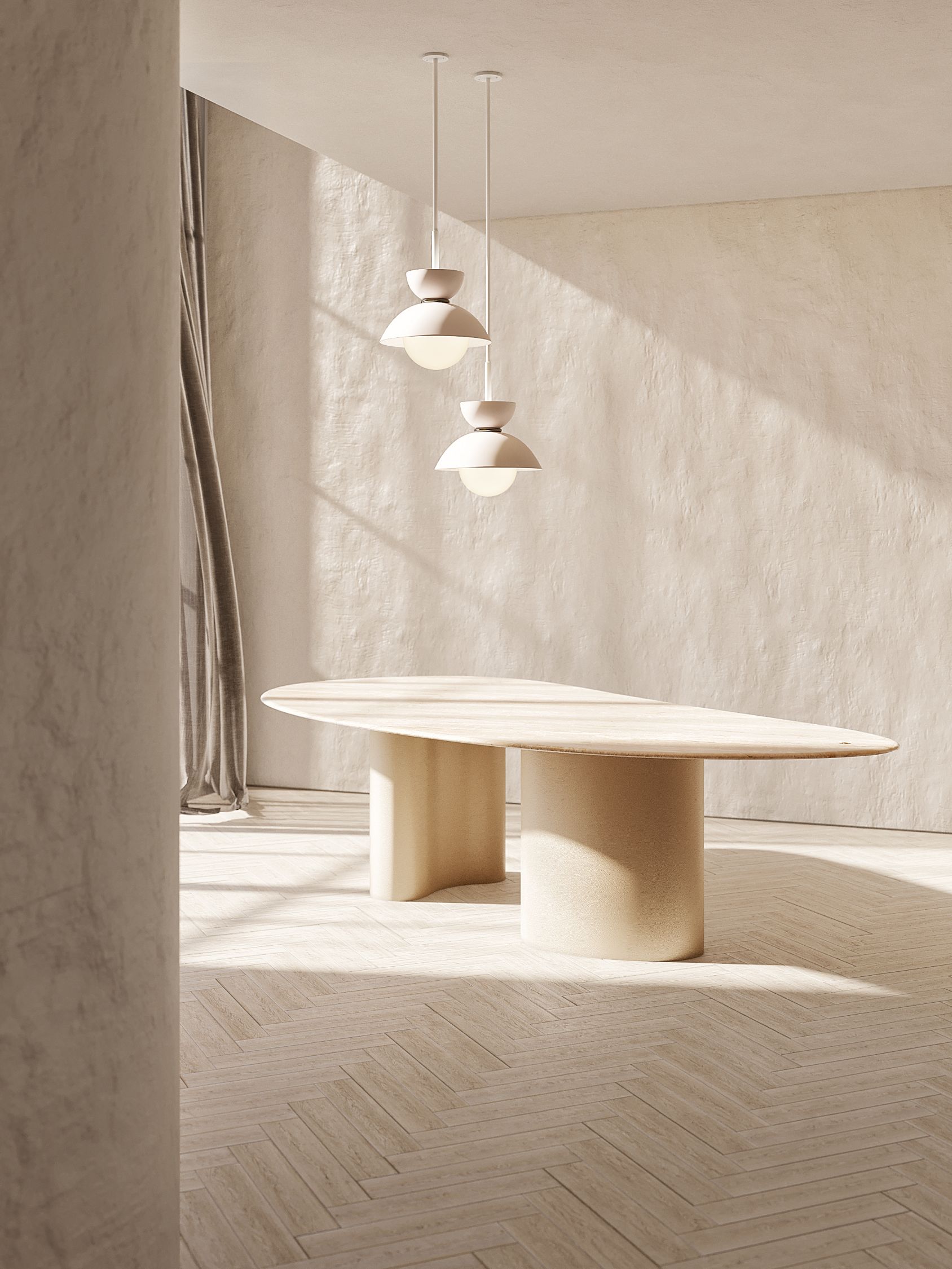 Pam Esstisch Arabescatto Marmor und goldenes Leder Mansi London