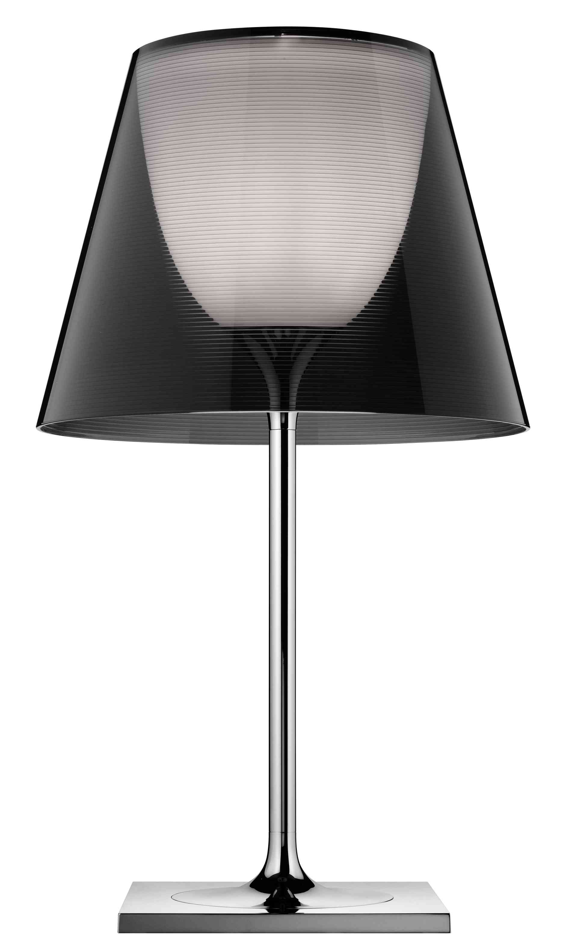 Ktribe T2 Tischleuchte von Flos: Moderne Tischlampe mit schwarzem Schirm und Chromfuß für Wohnzimmer.
