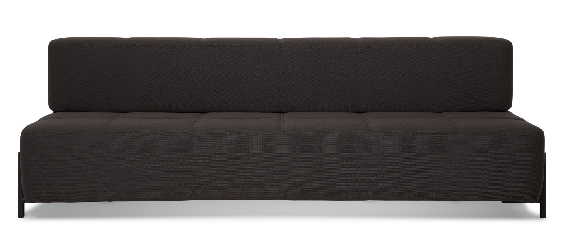 Daybe Schlafsofa Brusvik dunkelgrau: Frontansicht des modernen Stoffsofas mit schlichtem Design.