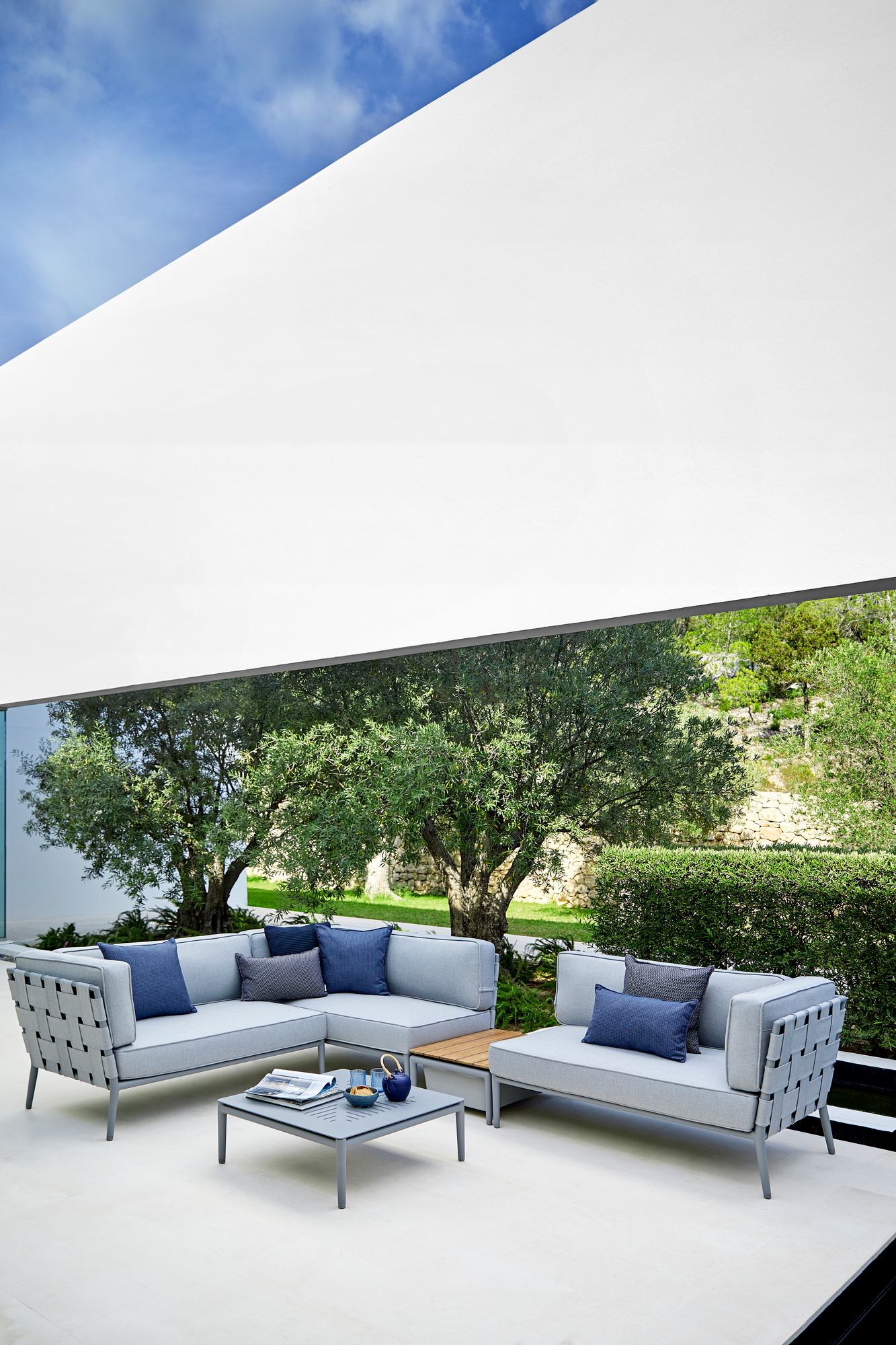 Conic AirTouch Outdoor 2-Sitzer Modulsofa rechts hellgrau Cane-Line