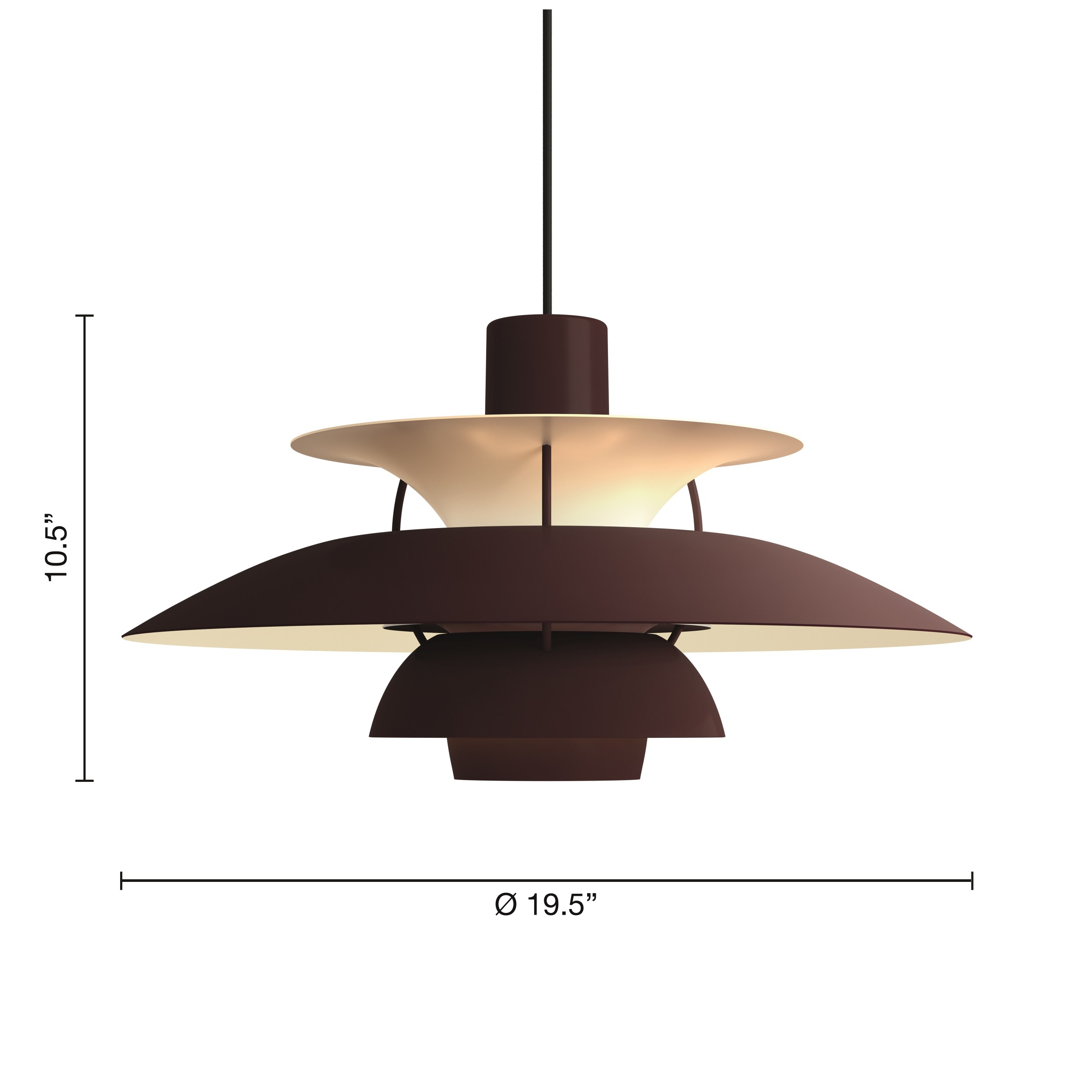 PH 5 Monochrome Pendelleuchte Louis Poulsen Burgundy