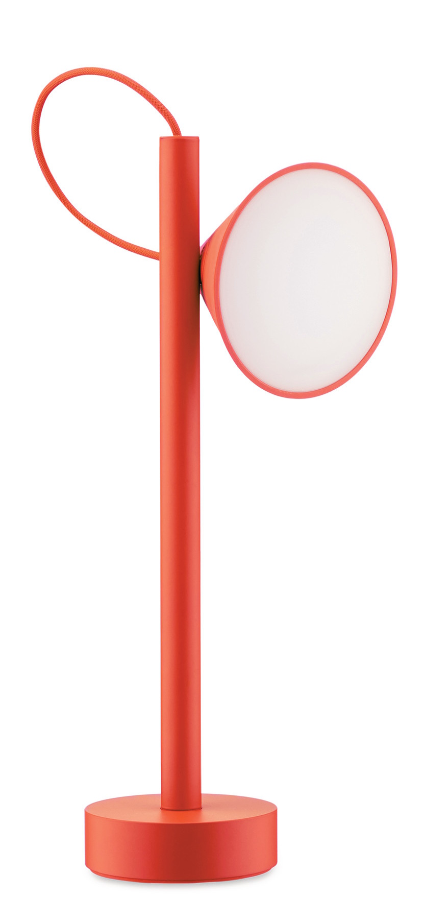 Tsumiki Tragbare Akku Leuchte ME01 Alessi Orange Tsumiki Akku Leuchte von Alessi in Orange: Moderne, tragbare Tischleuchte mit LED-Licht und Tragegriff.